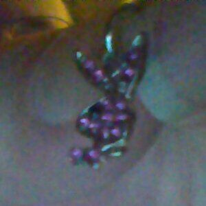 silver and amethyst Playboy bunny pendant